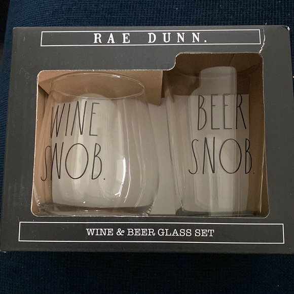 New in Box RAE DUNN wine and beer glass set - Picture 2 of 8